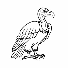 Fototapeta premium Vulture bird simple black line art image, Black bold outline vector icon, Bird vector illustration