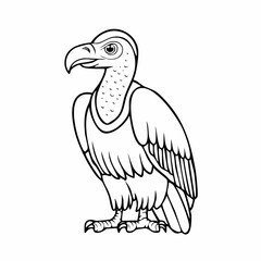 Obraz premium Vulture bird simple black line art image, Black bold outline vector icon, Bird vector illustration
