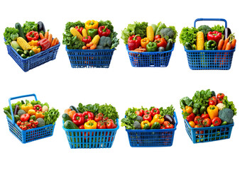 Colorful Baskets Filled with Fresh Vegetables and Fruits for Healthy Eating