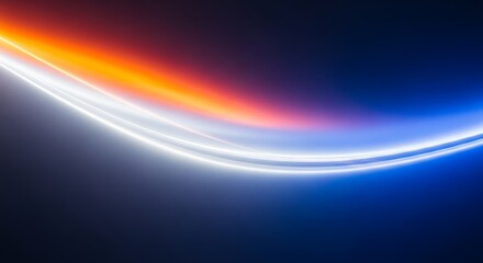 Abstract light streak with orange and blue gradient on a dark background