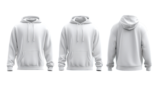 Three-view mockup of a plain white hoodie (5)