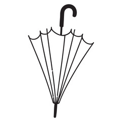 black and white silhouette of an umbrella vector on a white background