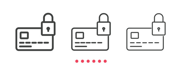 Secured credit card icon. Thin line icon vector.