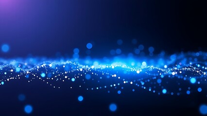 Futuristic data visualization with glowing blue particles on a dark background, symbolizing advanced technology.