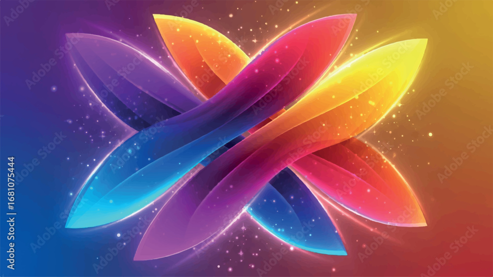 Aufkleber abstract swirling petals in a vibrant rainbow spectrum, creating a dynamic and energetic visual with