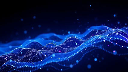 Abstract glowing particles in a dark space, representing futuristic data and technology concepts.