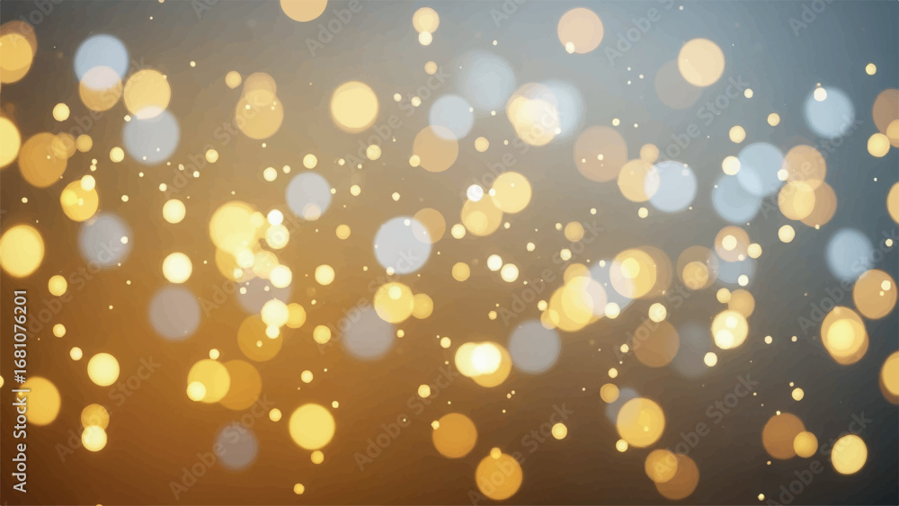 Poster soft focus bokeh lights in warm golden and cool blue tones, creating a magical and festive atmospher