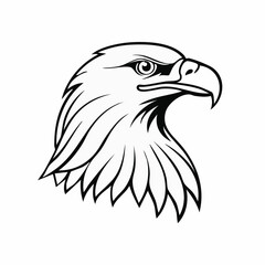 Eagle bird simple black line art image, Black bold outline vector icon, Bird vector illustration