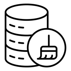 Data cleansing icon. Database cleanup symbol. Information correction and accuracy collection. Line Icon