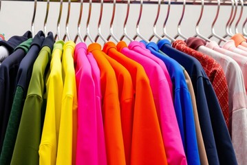 Clothing arranged in on hangers