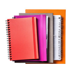 Colorful Spiral Notebooks Stacked in a Creative Arrangement for Office and School Use