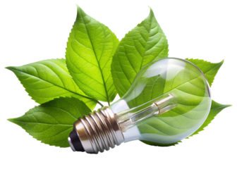 green leaves and lightbulb png image on transparent background