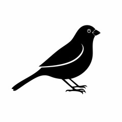 finch bird black silhouette vector, Simple silhouette Design vector icon with white background. Wild bird