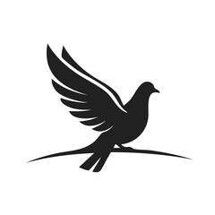 dove bird black silhouette vector, Simple silhouette Design vector icon with white background. Wild bird