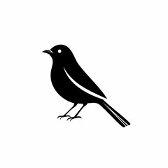 cuckoo bird black silhouette vector, Simple silhouette Design vector icon with white background. Wild bird