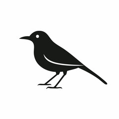 cuckoo bird black silhouette vector, Simple silhouette Design vector icon with white background. Wild bird