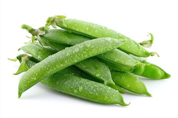 Sugar snap peas on plain white background