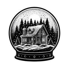 Cabin in Snow Globe