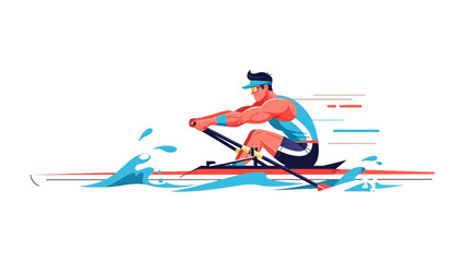 Rower's Determination: A dynamic illustration captures a rower in full stride, navigating the water with precision, and showcasing strength and dedication in a minimalistic, artistic representation. © Rahimatul