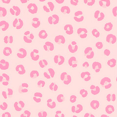 Soft pastel pink leopard print seamless pattern background with repeating spots for fashion design and cute girly decor
