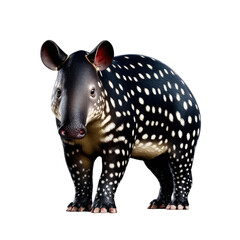 Fototapeta premium Realistic 3D Render of a Spotted Tapir Standing Against a Transparent Background