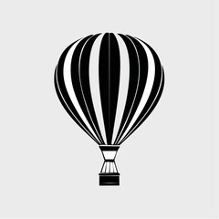 Naklejka premium hot air balloon black silhouette vector, Simple silhouette Design vector icon with white background.