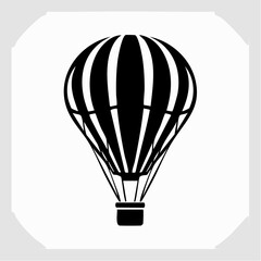 hot air balloon black silhouette vector, Simple silhouette Design vector icon with white background.