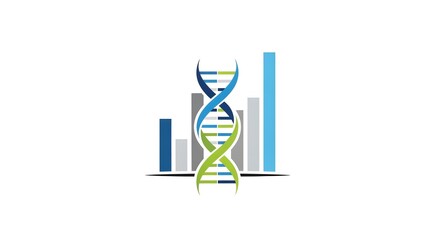 Data Driven Science: A logo depicting the integration of genetic research with statistical analysis , A visual representation of bioinformatics, blending DNA structure with analytical data graphs