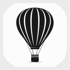 Naklejka premium hot air balloon black silhouette vector, Simple silhouette Design vector icon with white background.