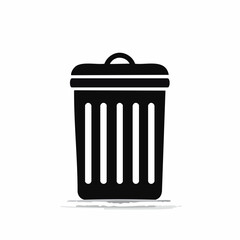 dustbin black silhouette vector, Simple silhouette Design vector icon with white background.