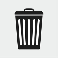 dustbin black silhouette vector, Simple silhouette Design vector icon with white background.