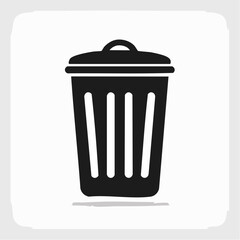 dustbin black silhouette vector, Simple silhouette Design vector icon with white background.