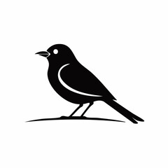 bird black silhouette vector, Simple silhouette Design vector icon with white background. Wild bird