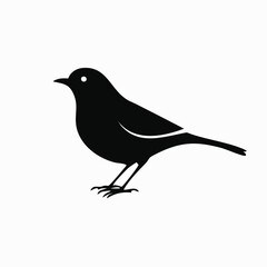 bird black silhouette vector, Simple silhouette Design vector icon with white background. Wild bird