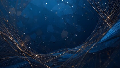 Abstract Blue and Gold Background – Elegant Luxury Design with Premium Triangles Pattern