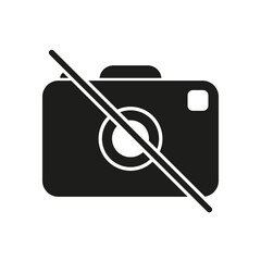 No Camera Solid Icon. Photography Restriction, Privacy, And No Image Capture Silhouette Symbol. Digital Security And Confidentiality. Isolated Vector Illustration