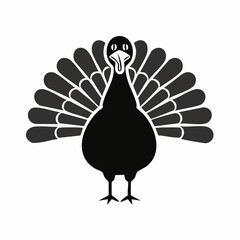 turkey bird black silhouette vector, Simple silhouette Design vector icon with white background. Pet bird