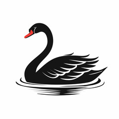 swan bird black silhouette vector, Simple silhouette Design vector icon with white background. Wild bird