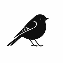robin bird black silhouette vector, Simple silhouette Design vector icon with white background. Wild bird