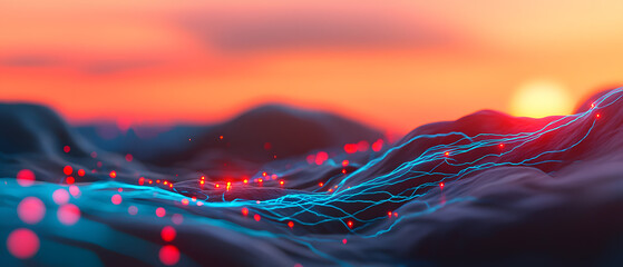 Digital Nerve Mapping concept. Nerve pain visualization nerve pathways glowing electric. 3D illustration High-tech and medical concept for brain activity and nervous system.