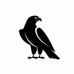 hawk bird black silhouette vector, Simple silhouette Design vector icon with white background. Wild bird
