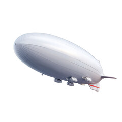 Obraz premium White Airship Flying in Clear Blue Sky with Soft Clouds, Modern Aerial Transportation Concept