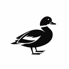 duck bird black silhouette vector, Simple silhouette Design vector icon with white background. Wild bird