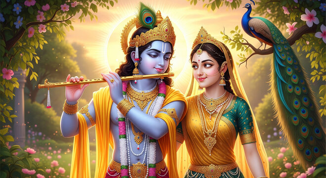 Radha Krishna, eternal bond of love, devotion, and joy.
