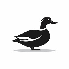 duck bird black silhouette vector, Simple silhouette Design vector icon with white background. Wild bird