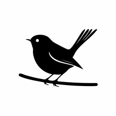 wren bird black silhouette vector, Simple silhouette Design vector icon with white background. Wild bird