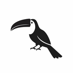 toucan bird black silhouette vector, Simple silhouette Design vector icon with white background. Wild bird