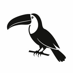 toucan bird black silhouette vector, Simple silhouette Design vector icon with white background. Wild bird