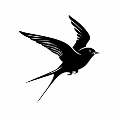 swift bird black silhouette vector, Simple silhouette Design vector icon with white background. Wild bird