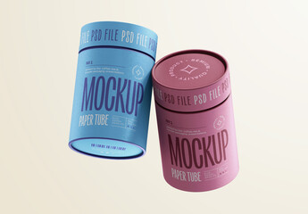 Flying Paper Tube Packaging Mockup